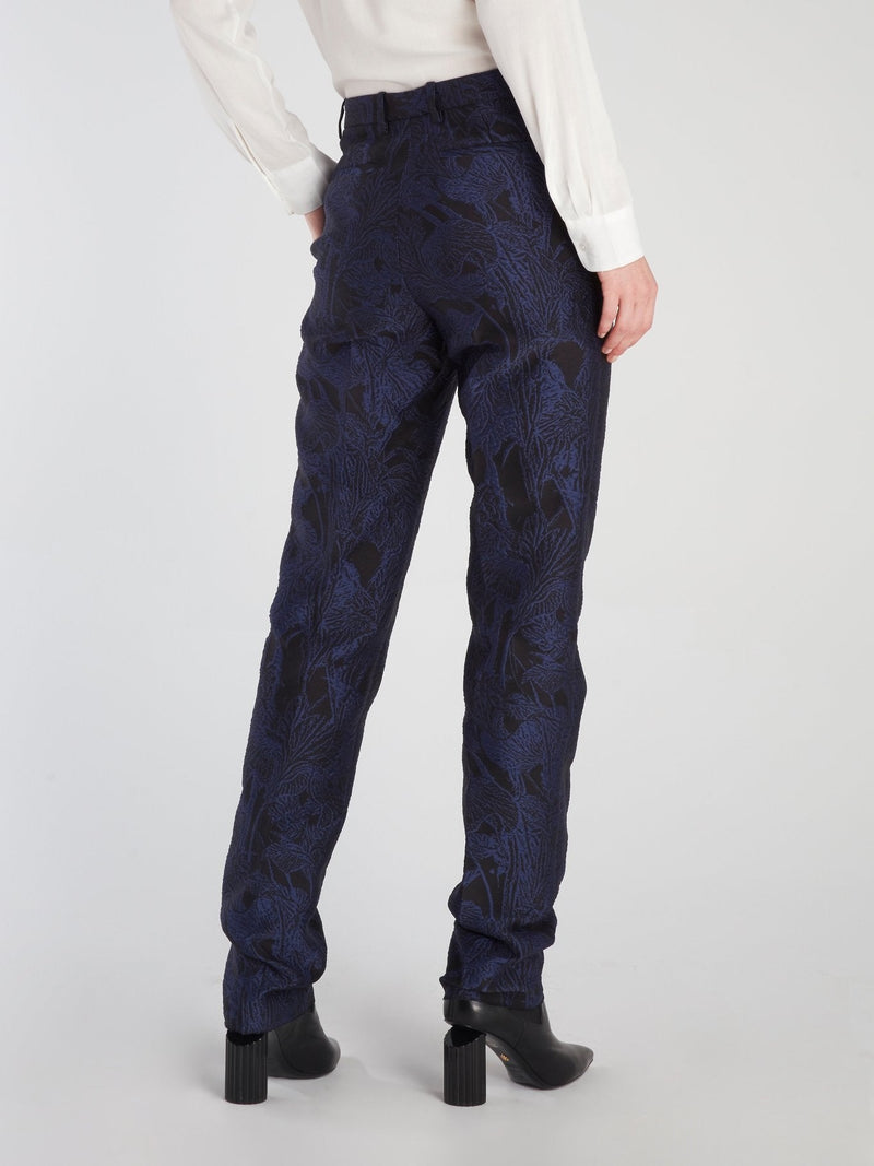 Navy Floral Suit Trousers