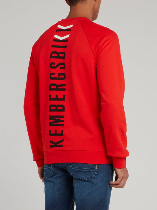 Red Rear Logo Print Sweatshirt