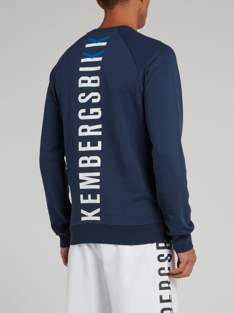 Navy Rear Logo Print Sweatshirt