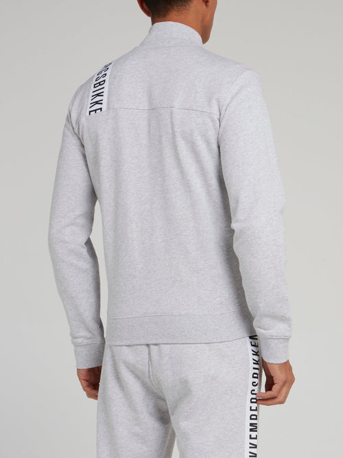 Grey Logo Strap High Neck Jacket