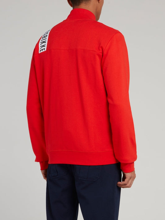 Red Logo Strap High Neck Jacket