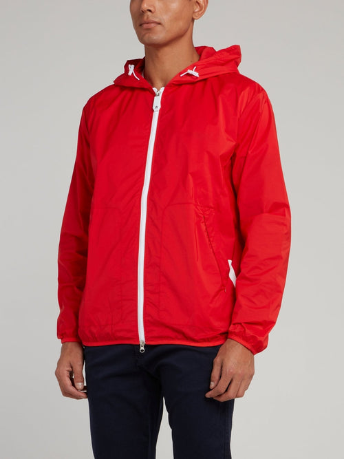 Red Hooded Logo Jacket