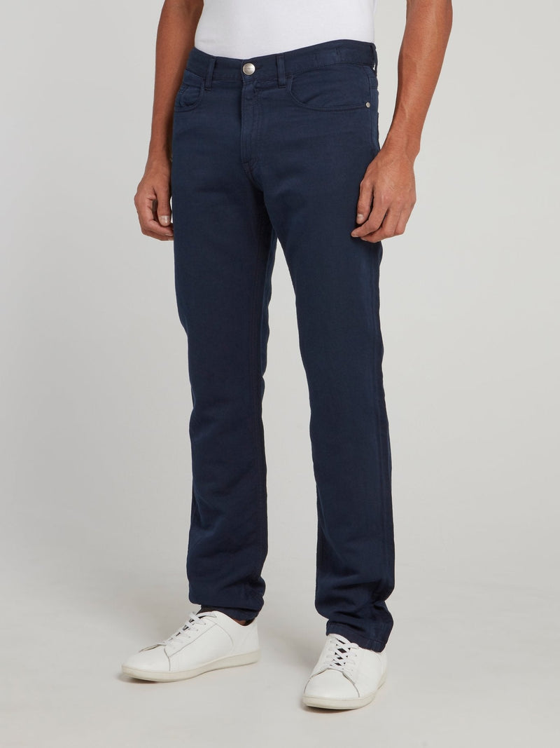 Navy Straight Leg Trousers