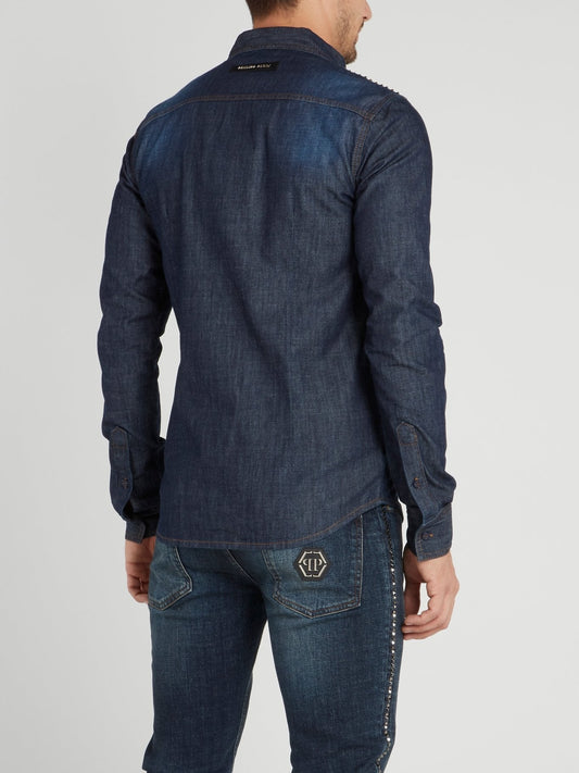 Navy Studded Denim Shirt