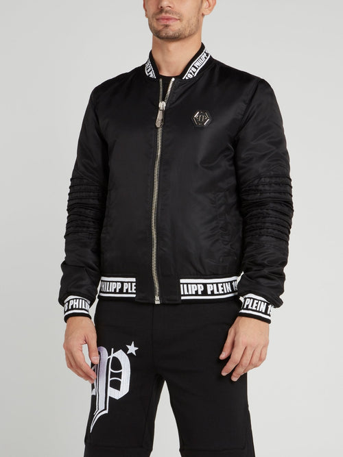 Black Logo Edge Bomber Jacket