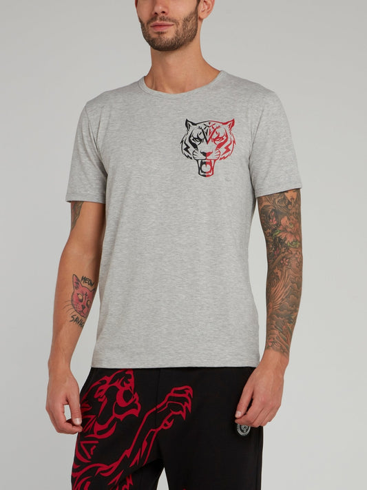 Grey Tiger Print T-Shirt