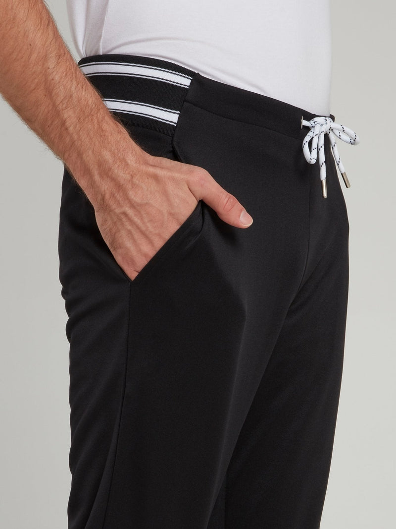 Black Striped Waistband Active Pants