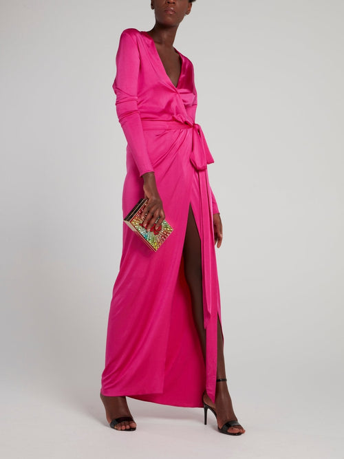 Pink Wrap Maxi Dress