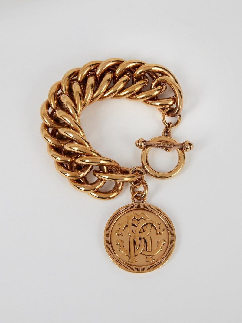 Gold Toggle Clasp Monogram Bracelet