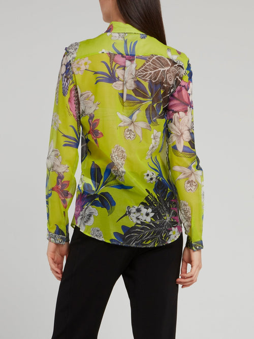 Chartreuse Flora and Fauna Shirt