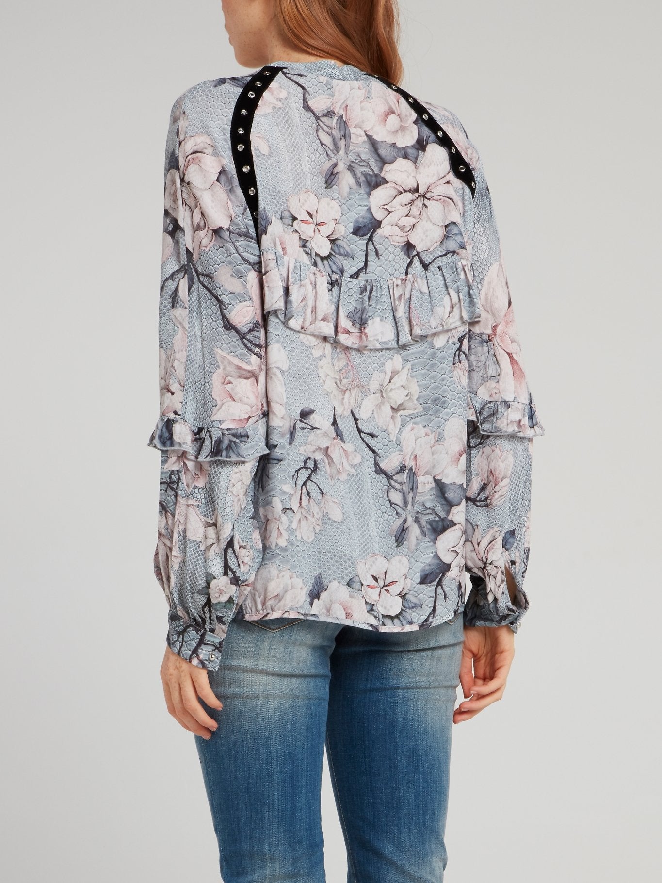 Snake Floral Lace Up Shirt