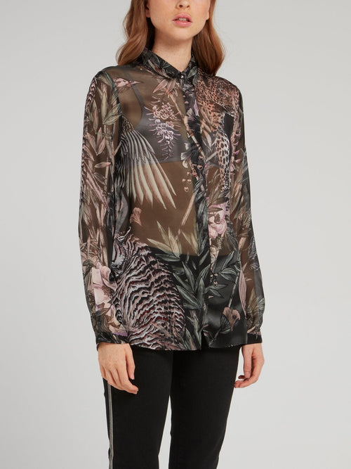 Jungle Print Chiffon Blouse