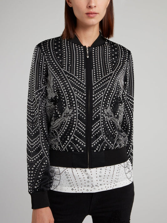 Black Multi-Stud Bomber Jacket