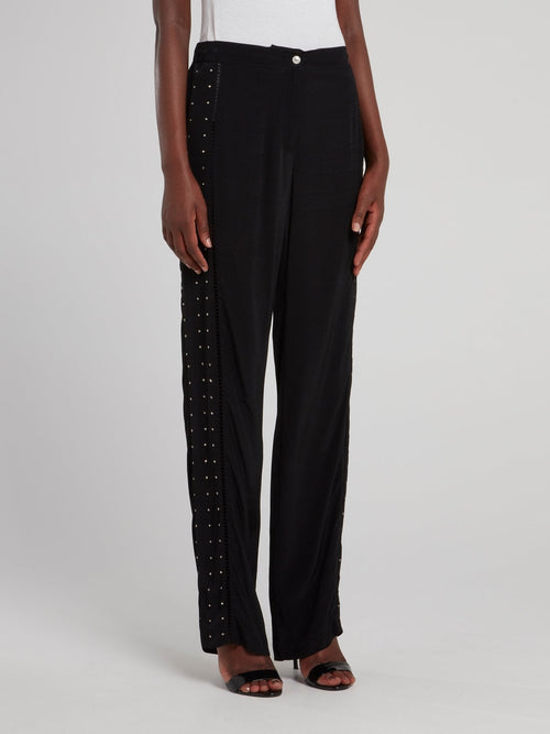 Black Side Studded Trousers