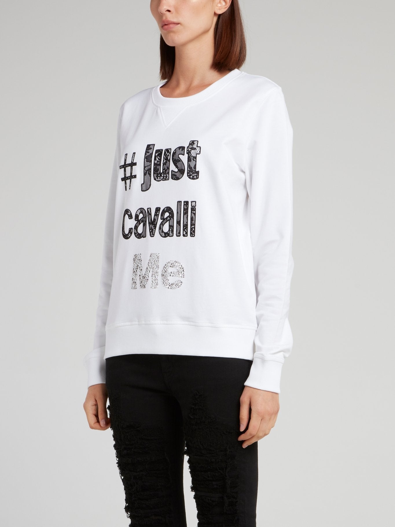 White Crystal Embellished Sweatshirt