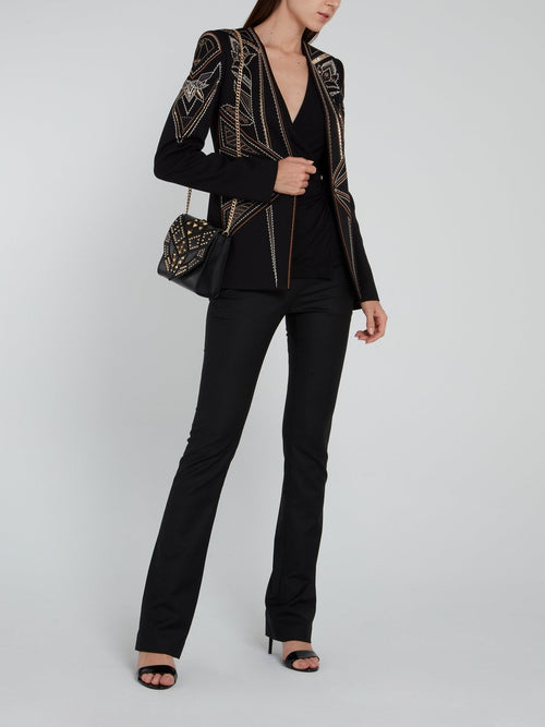 Black Embellished Geometric Blazer