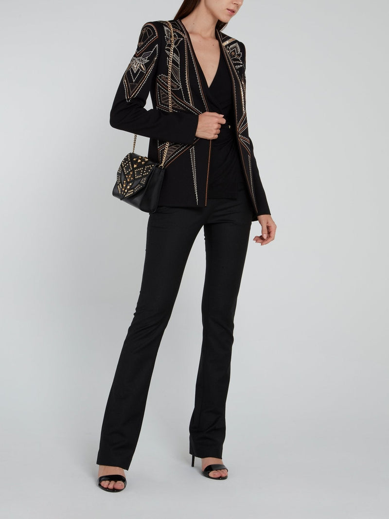 Black Embellished Geometric Blazer