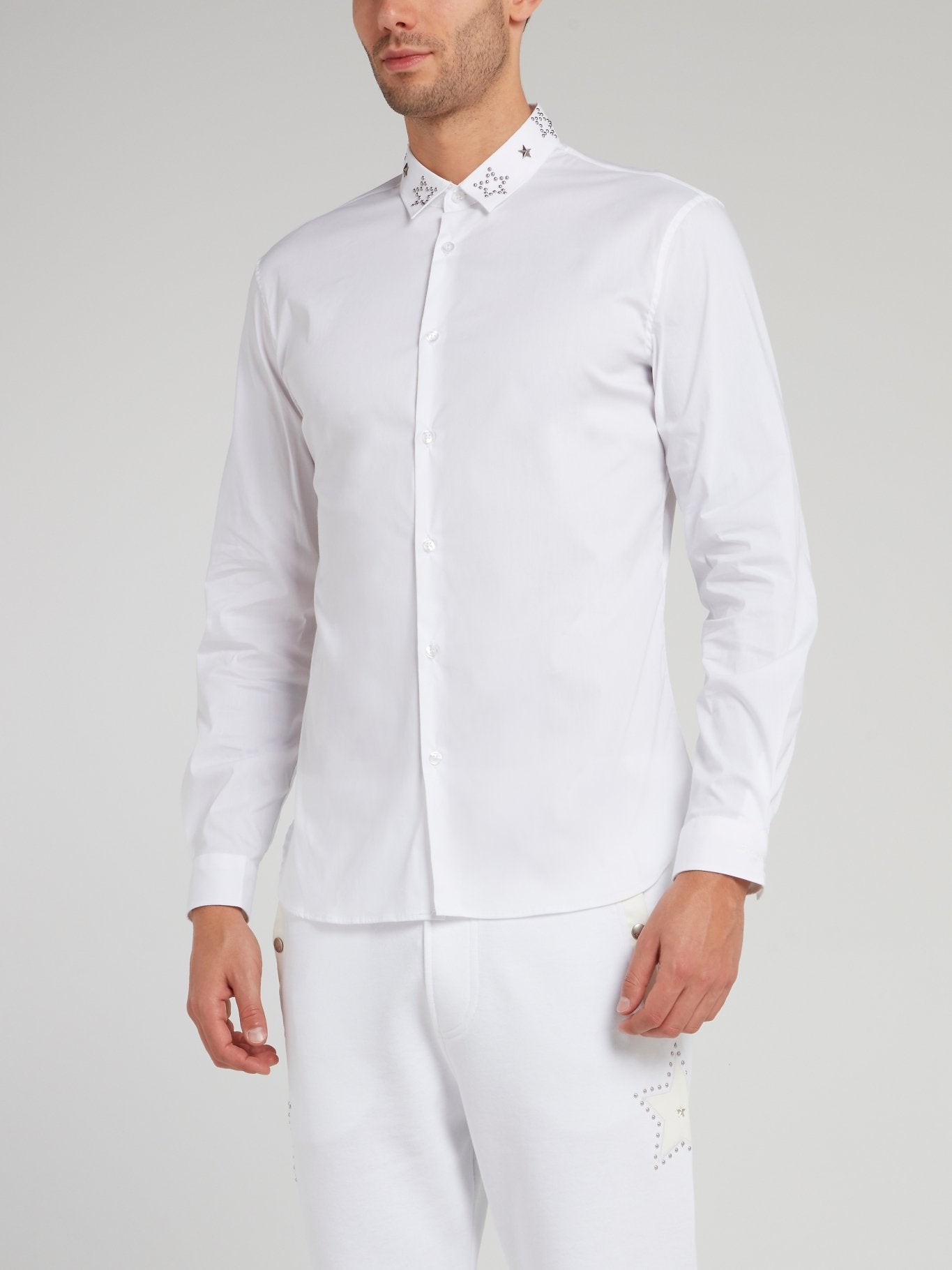 White Star Embellished Collar Shirt