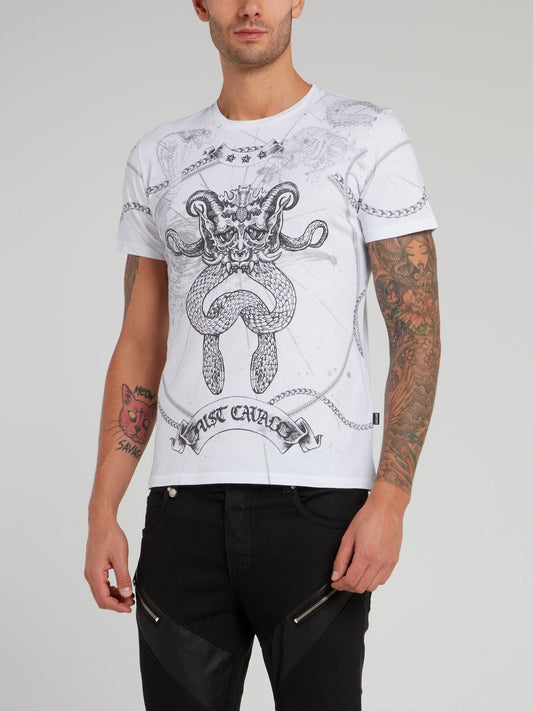 White Sketch Print T-Shirt