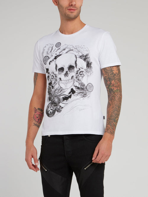 White Skull Sketch T-Shirt