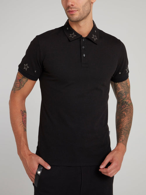 Black Studded Star Polo Shirt