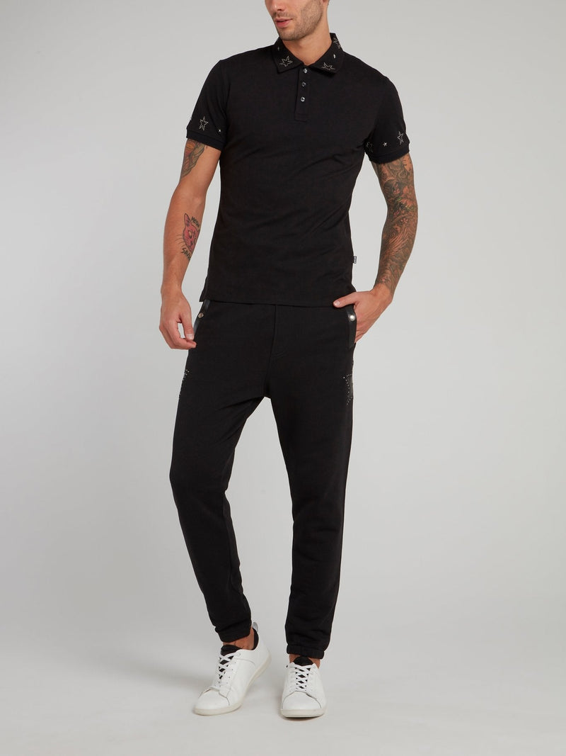 Black Studded Star Polo Shirt