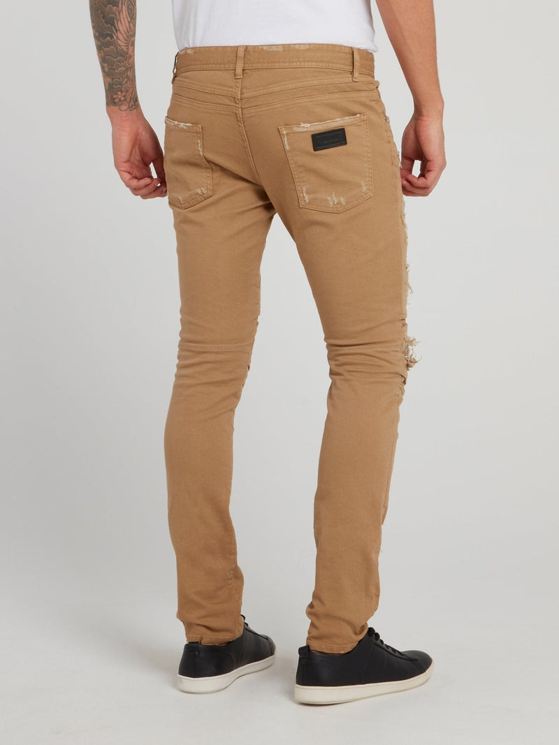 Khaki Distressed Trousers