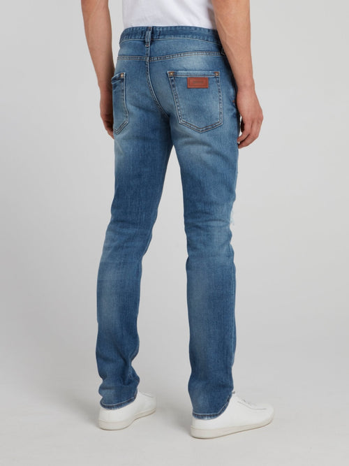 Blue Tattered Denim Trousers