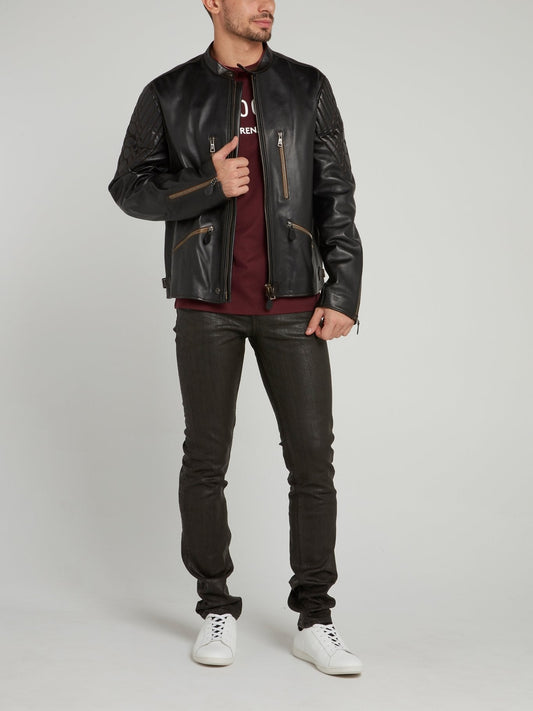 Ovis Aries Leather Biker Jacket