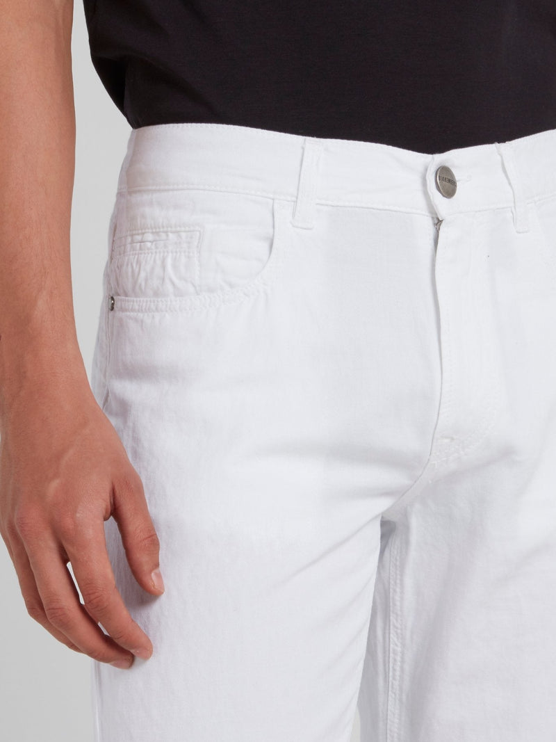 White Straight Leg Trousers