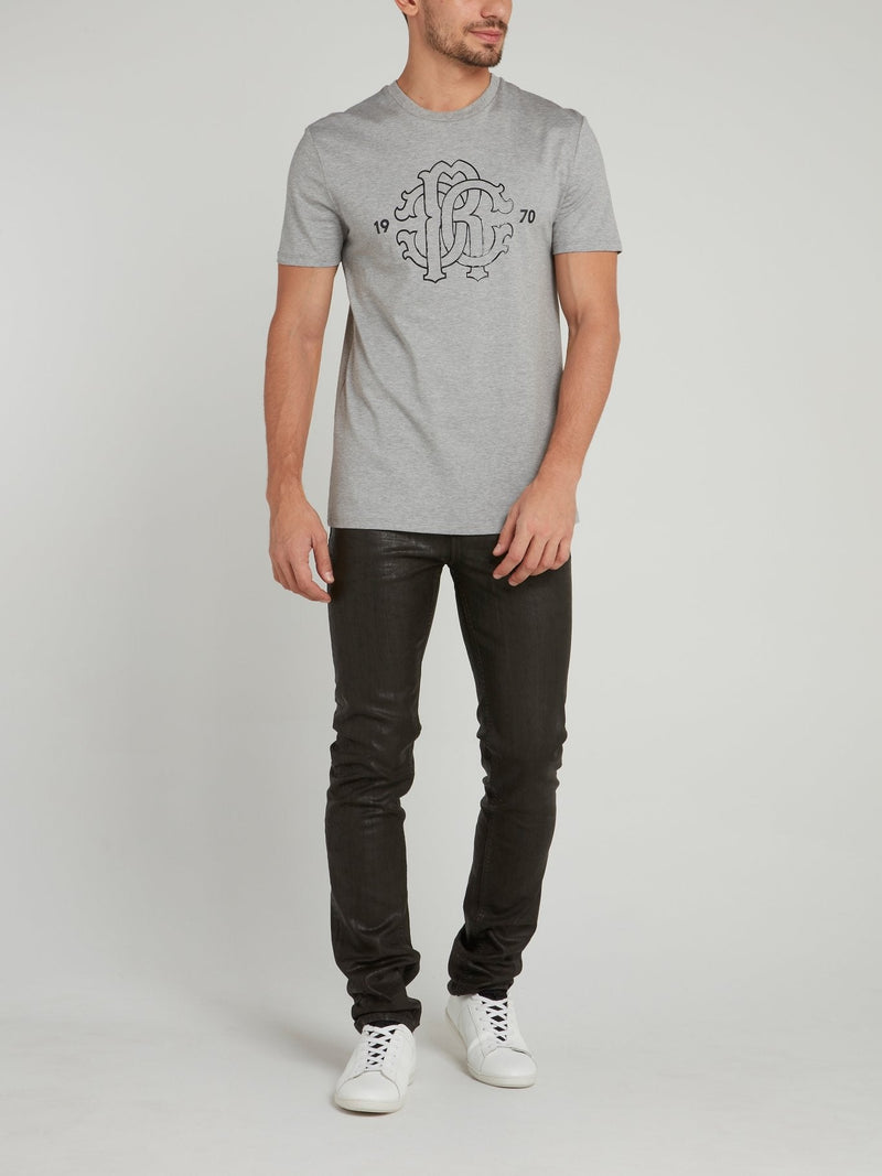 Grey Logo Knitted T-Shirt