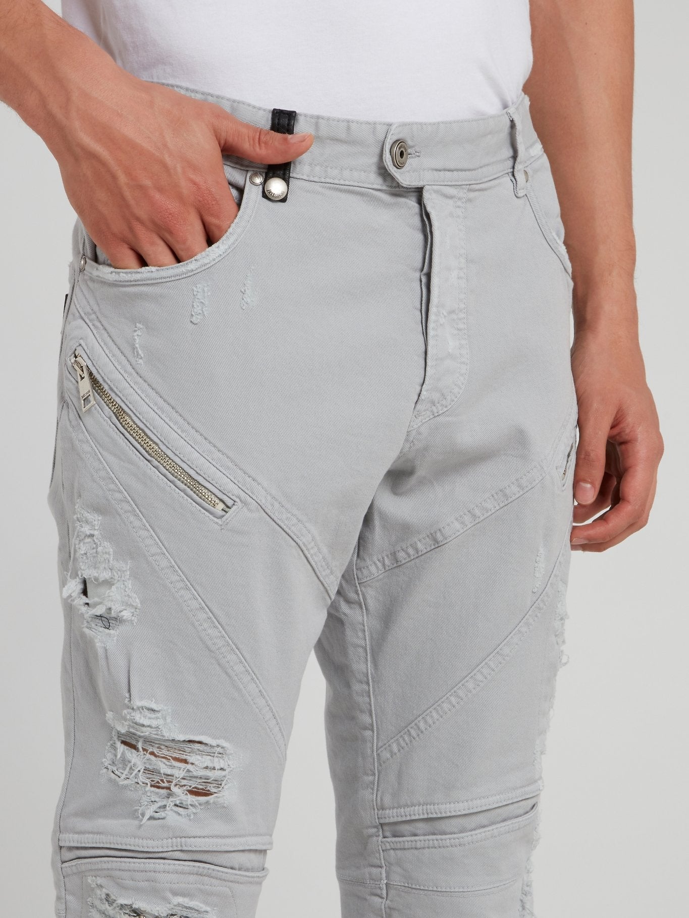 Light Grey Distressed Trousers