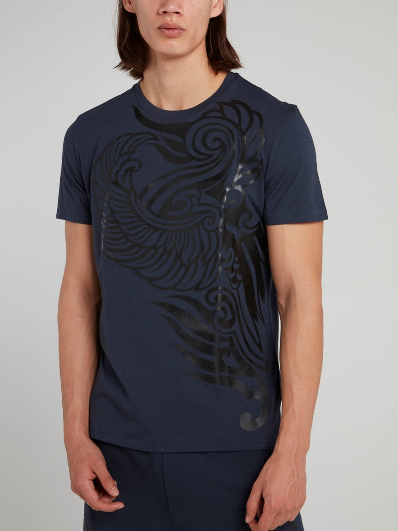 Navy Tattoo Print T-Shirt