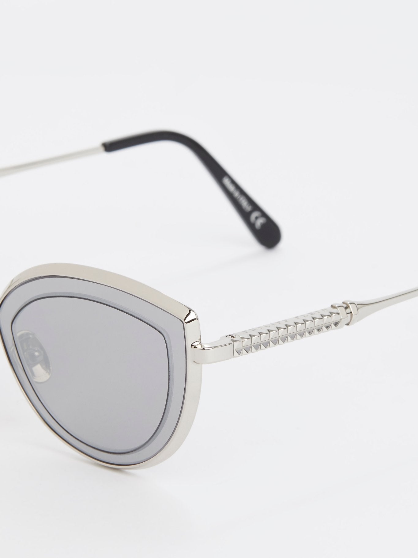 Silver Mirror Flat Cat Eye Sunglasses