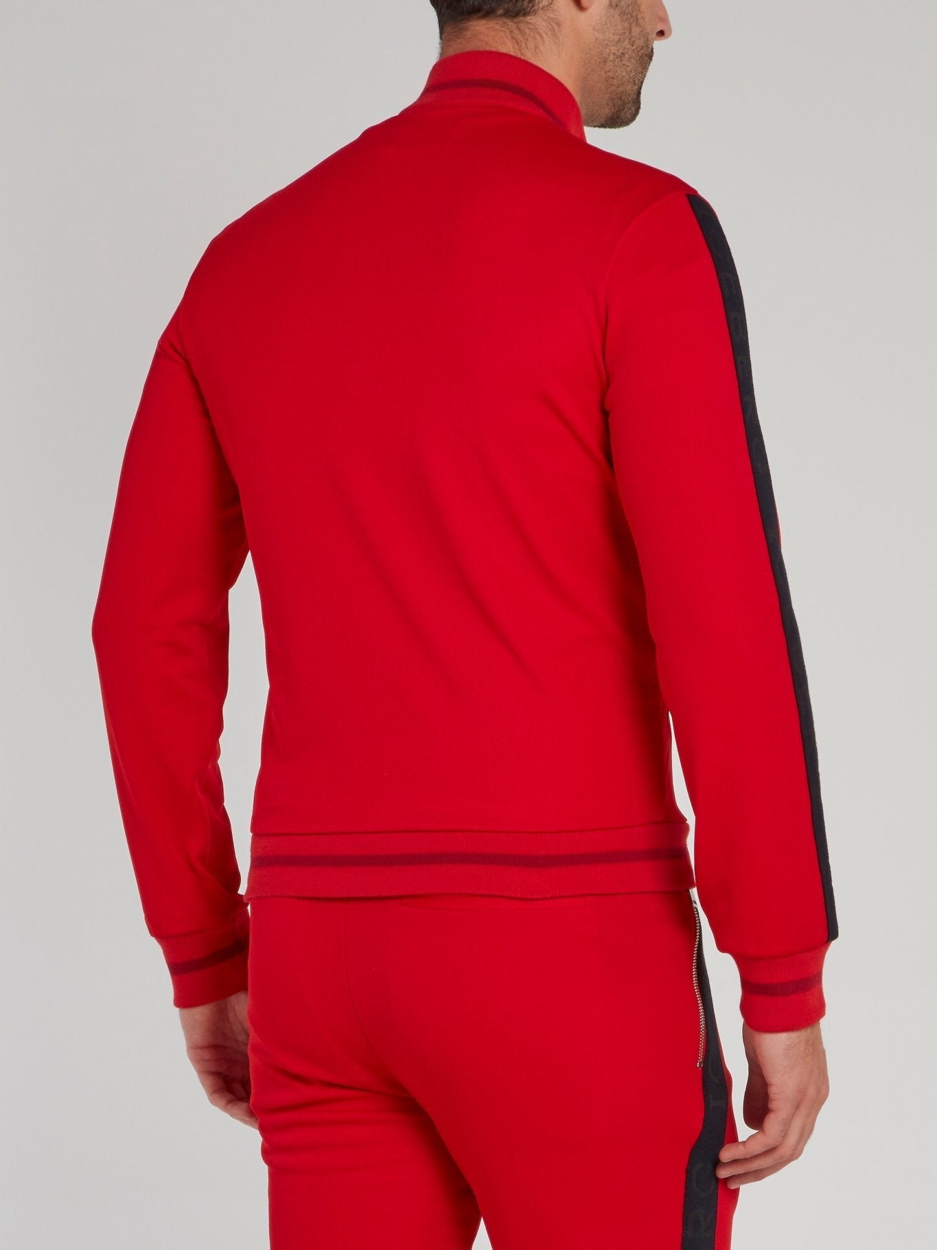 Red High Neck Zip Up Sweatshirt