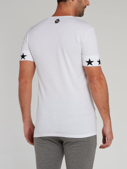 White Stars Skull Cotton T-Shirt