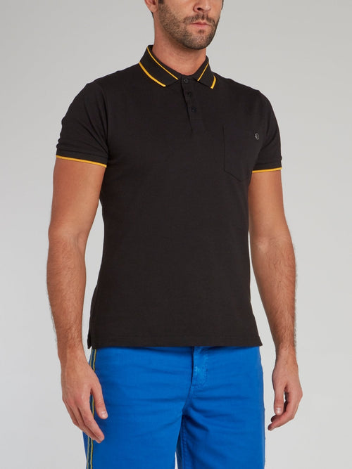 Black Piquet Stretch Polo Shirt