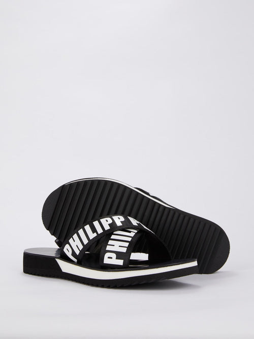 Logo Criss Cross Flat Sandals