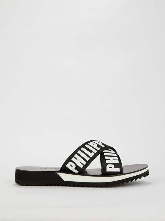 Logo Criss Cross Flat Sandals