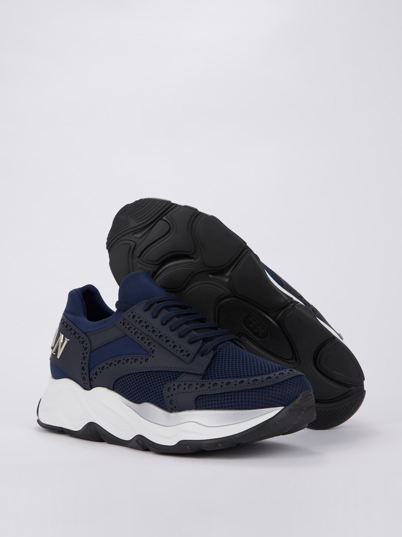 Navy Rear Logo Platform Sneakers