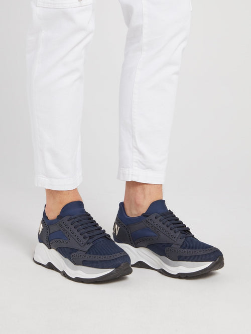 Navy Rear Logo Platform Sneakers