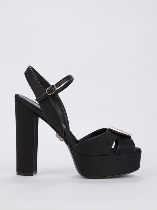 Black Slingback High Heel Sandals