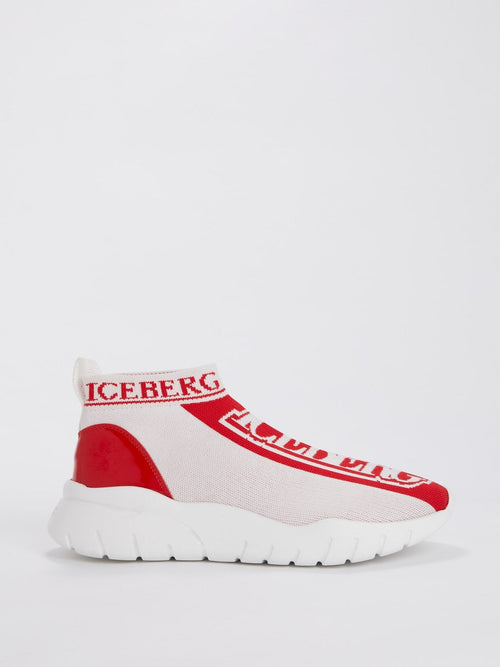 Red Logo Sock Sneakers