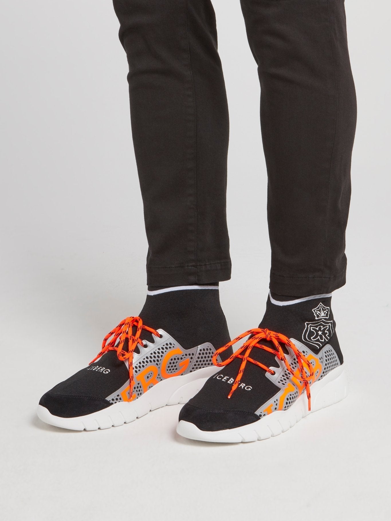 Black Lace Up Sock Sneakers