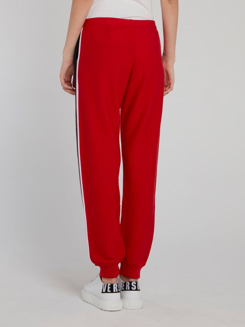 Red Logo Side Stripe Knitted Pants