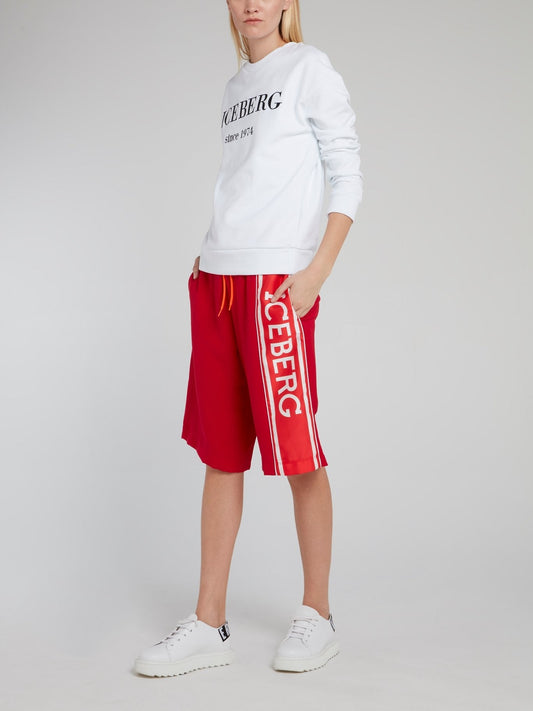 Red Logo Side Stripe Shorts