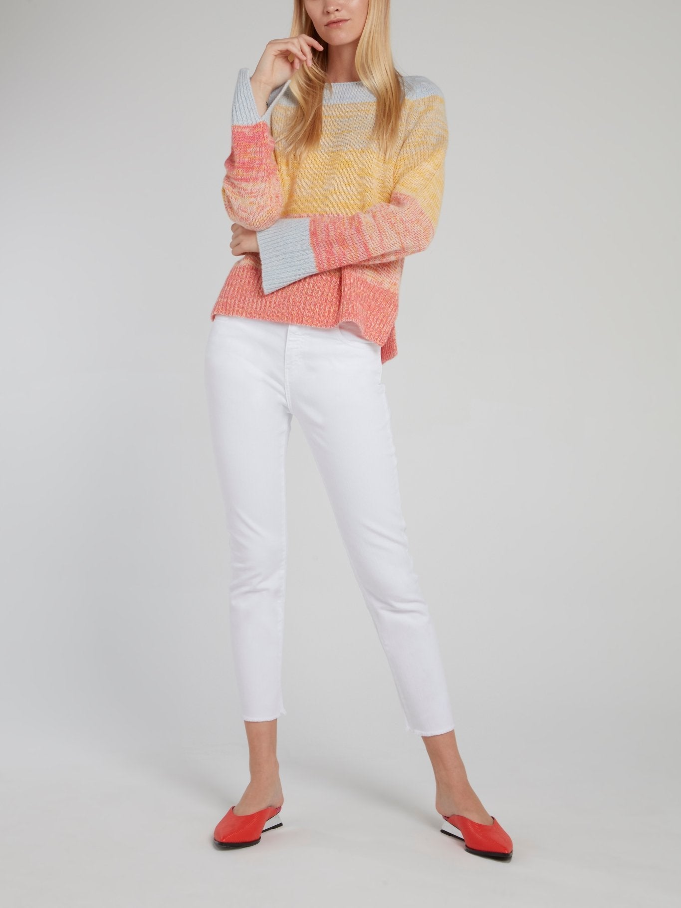 White Denim Stretch Trousers