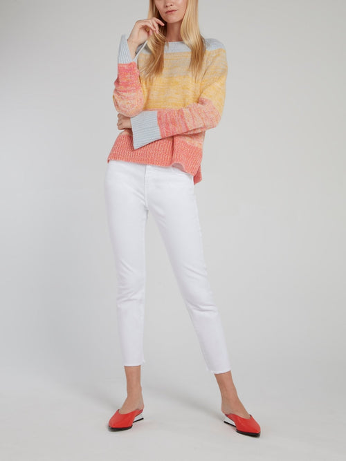 White Denim Stretch Trousers