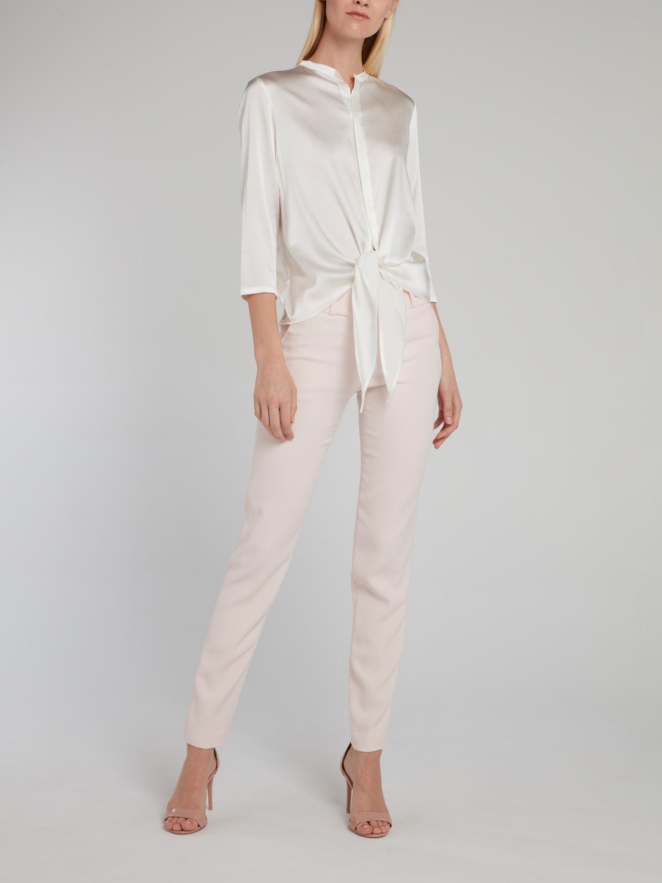 White Knotted Silk Shirt