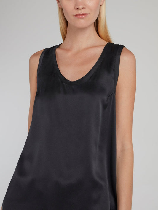 Black Silk Tank Top